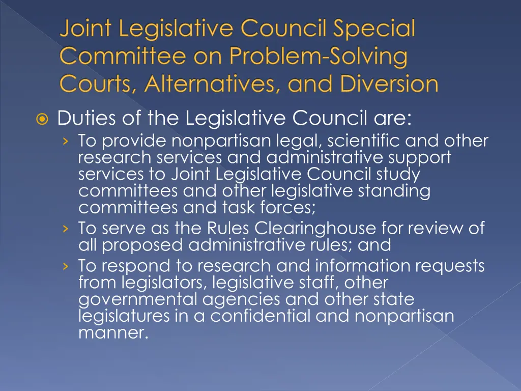 joint legislative council special committee