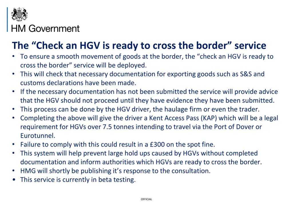 the check an hgv is ready to cross the border