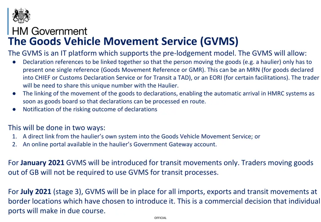 the goods vehicle movement service gvms the gvms