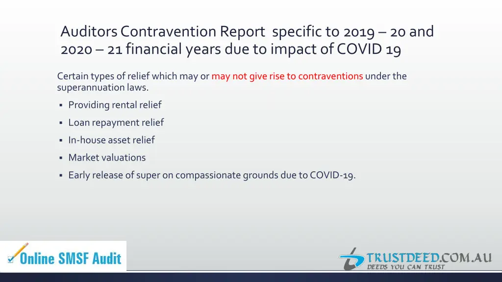auditors contravention report specific to 2019