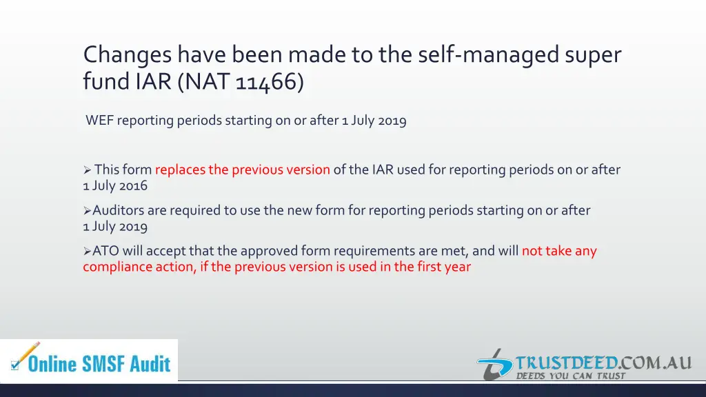 changes have been made to the self managed super