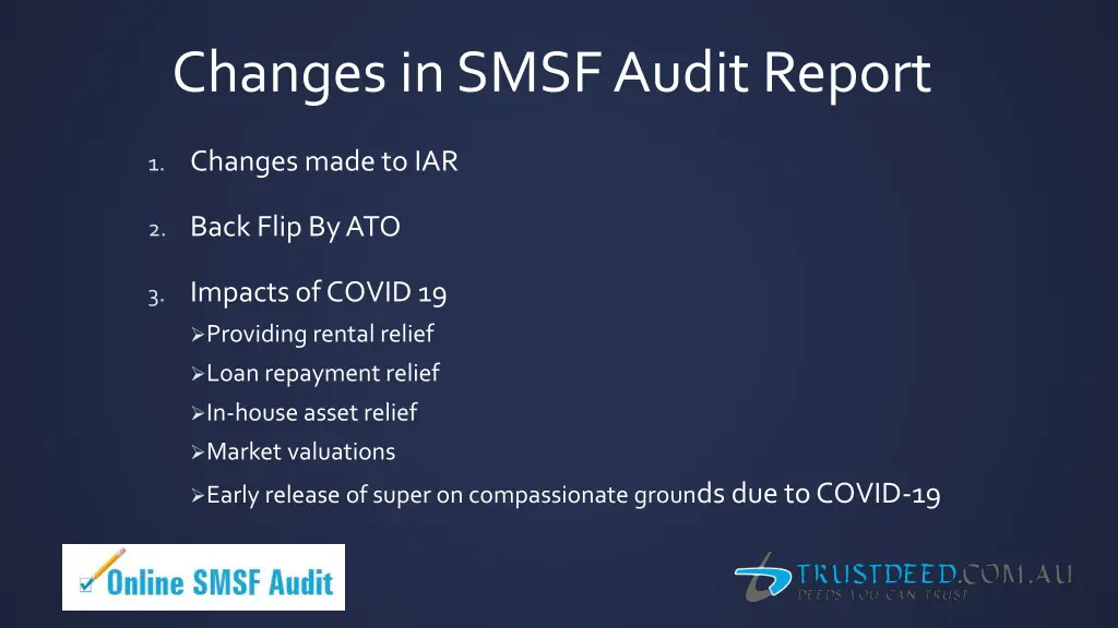 changes in smsf audit report