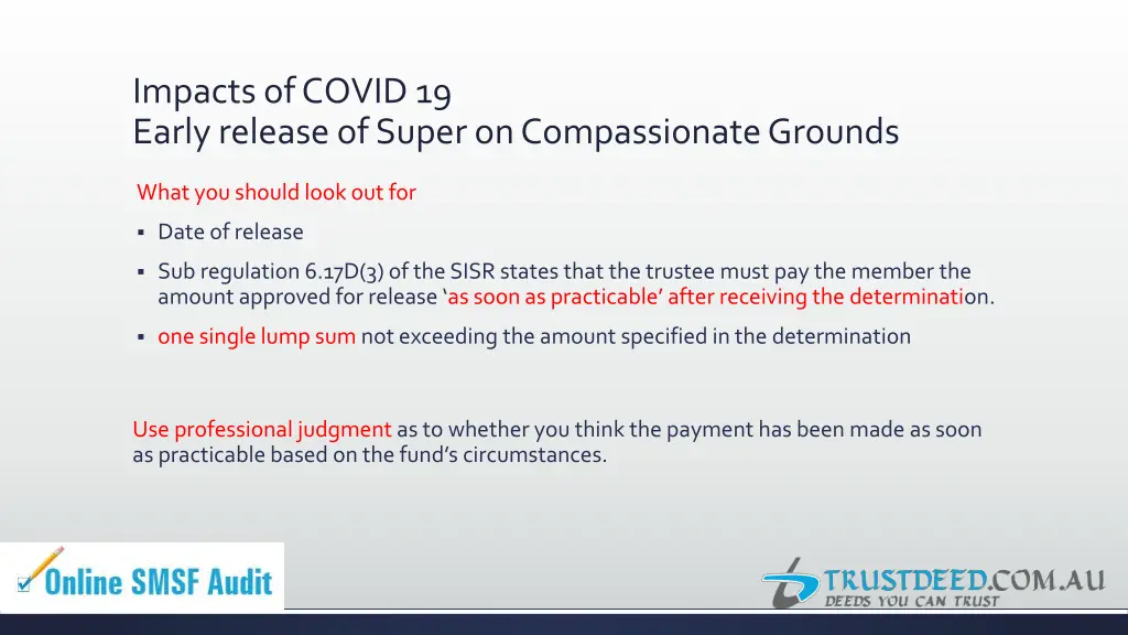 impacts of covid 19 early release of super 1
