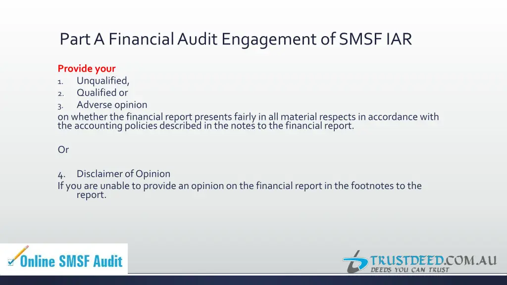 part a financial audit engagement of smsf iar