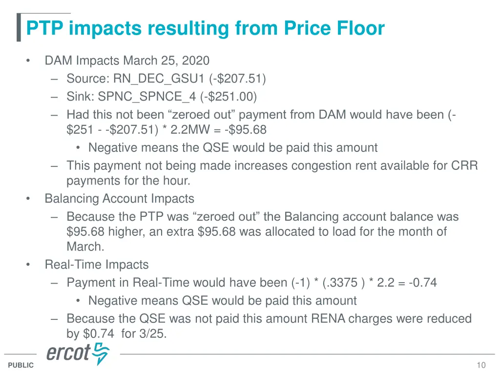 ptp impacts resulting from price floor 1
