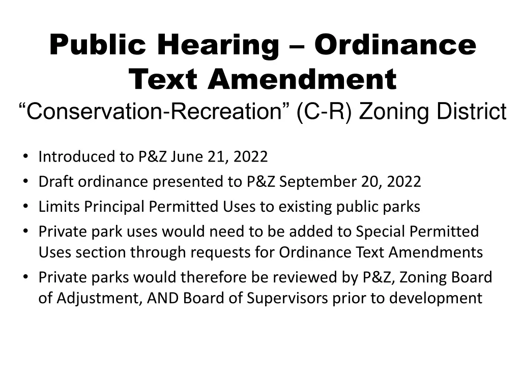 public hearing ordinance text amendment