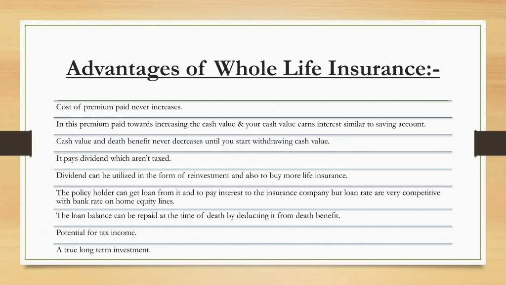 advantages of whole life insurance