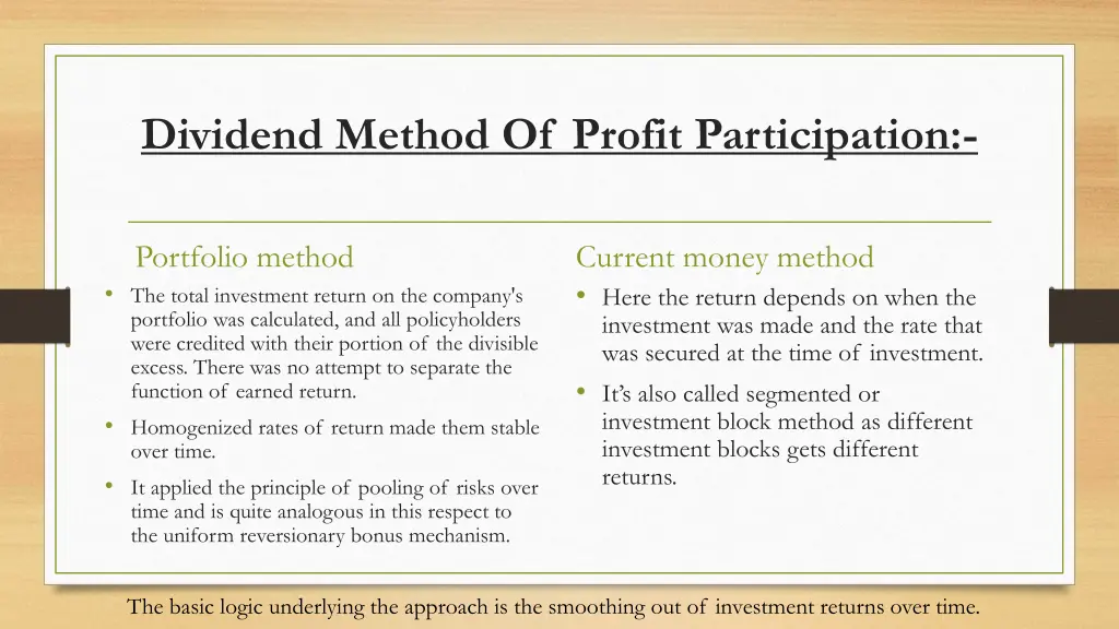 dividend method of profit participation