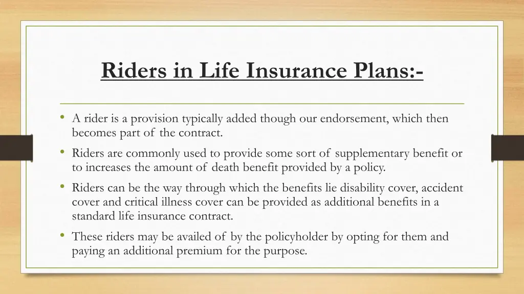 riders in life insurance plans