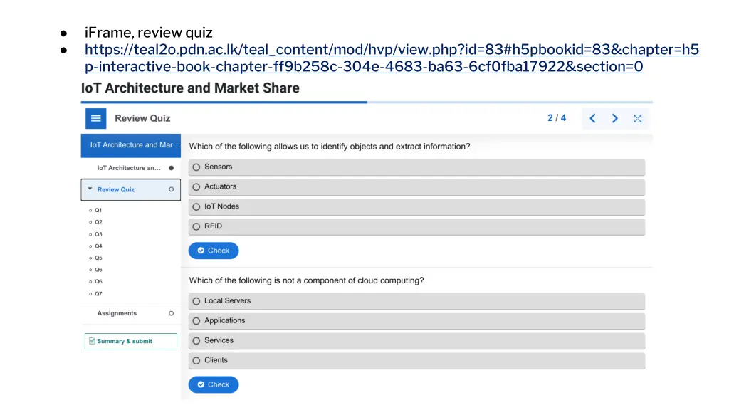 iframe review quiz https teal2o pdn ac lk teal