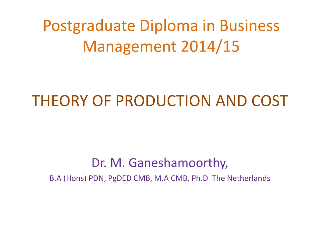 postgraduate diploma in business management 2014
