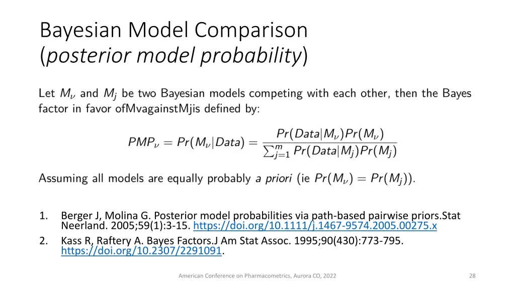 bayesian model comparison posterior model