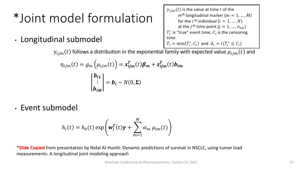 joint model formulation
