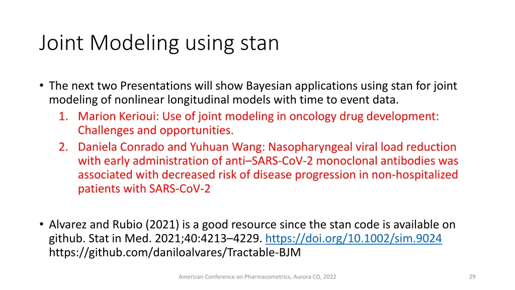 joint modeling using stan