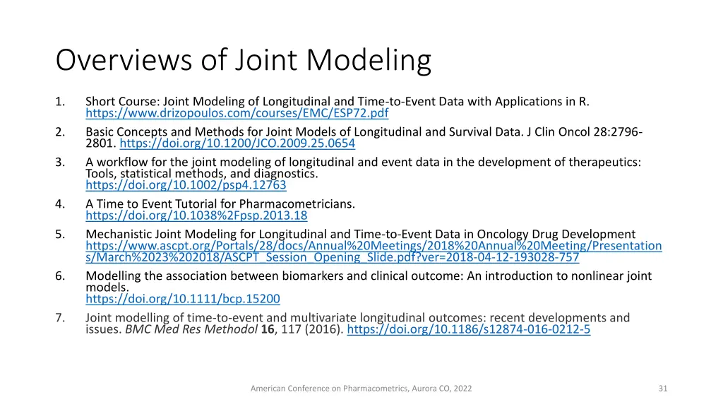 overviews of joint modeling