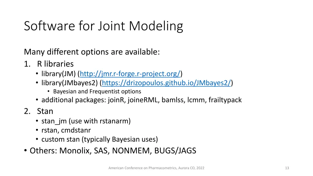software for joint modeling