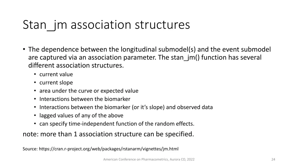 stan jm association structures