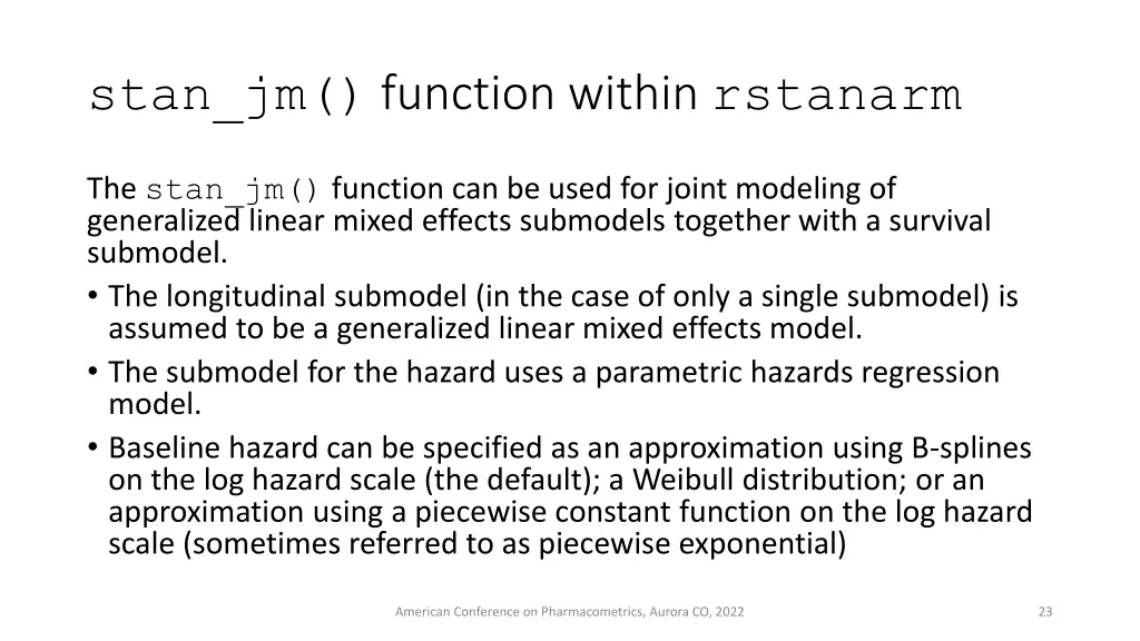 stan jm function within rstanarm