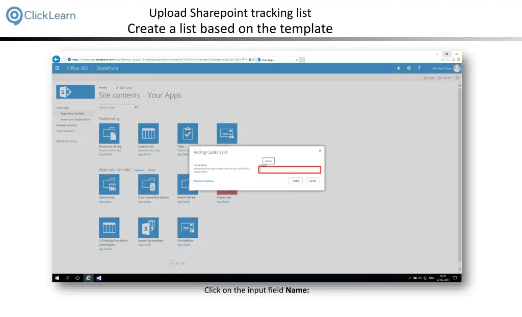 upload sharepoint tracking list create a list 5