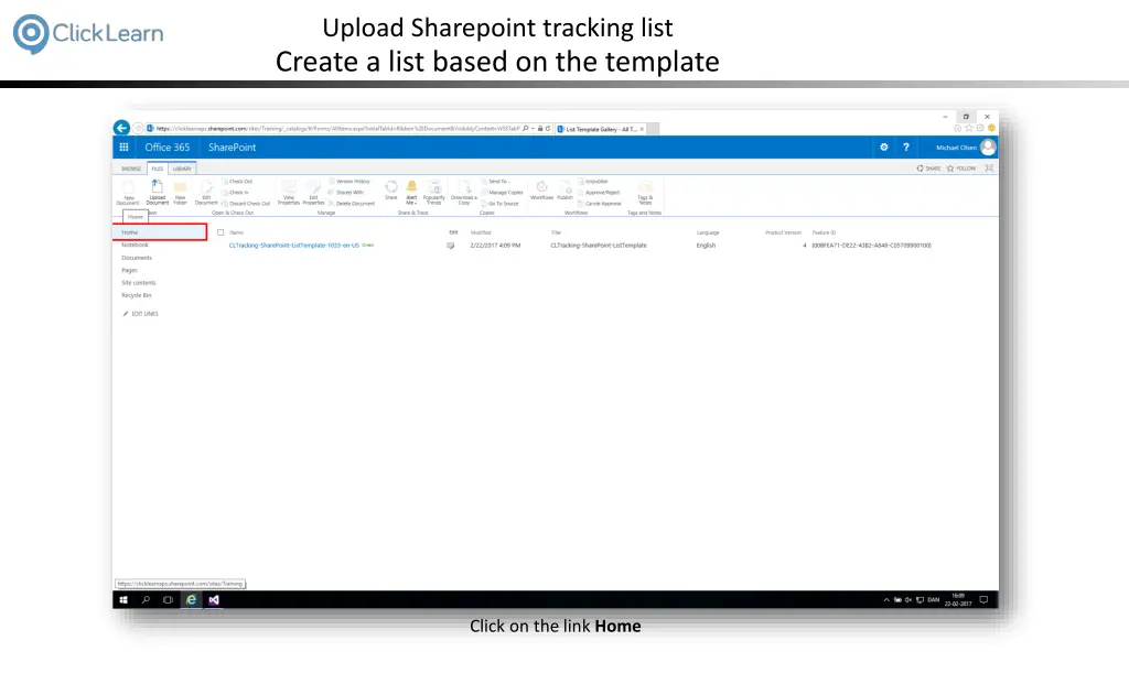 upload sharepoint tracking list create a list