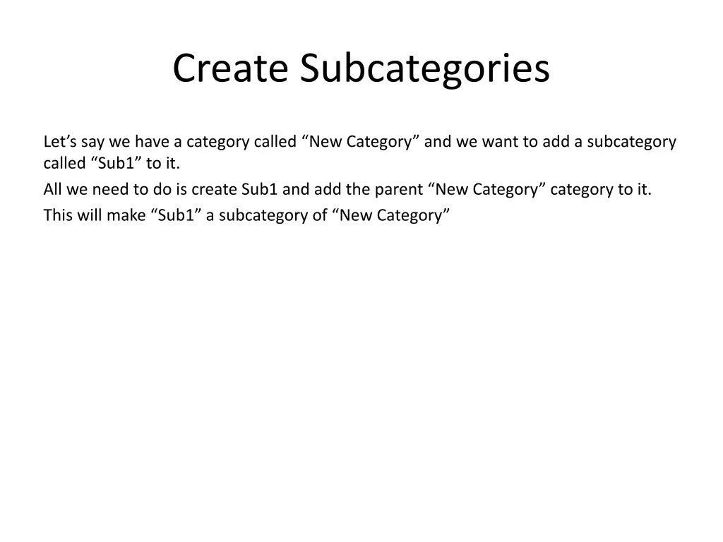 create subcategories