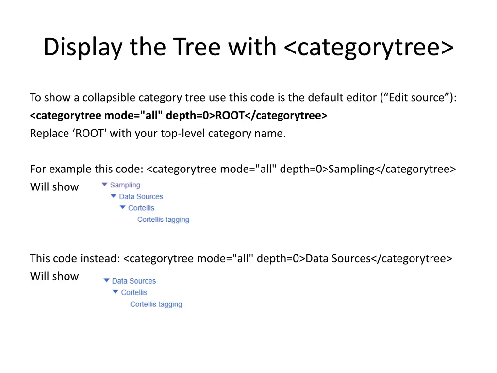display the tree with categorytree