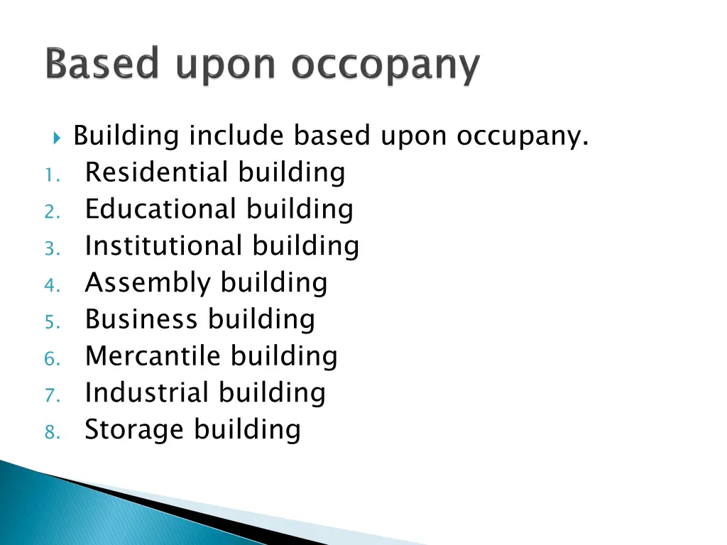building include based upon occupany