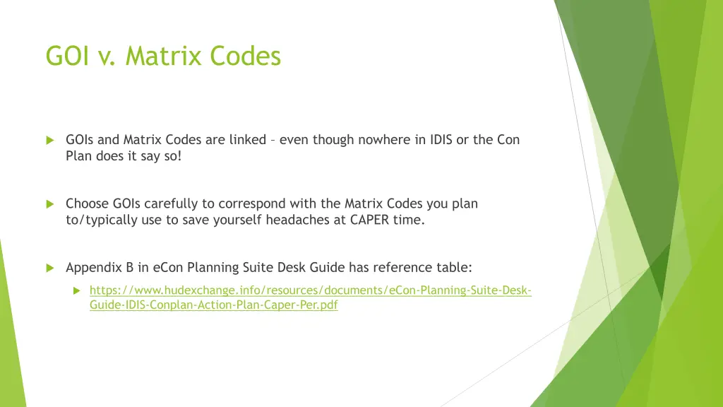 goi v matrix codes