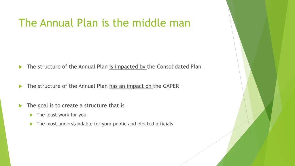 the annual plan is the middle man