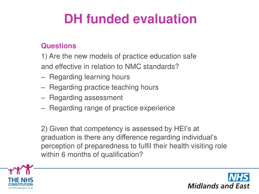 dh funded evaluation