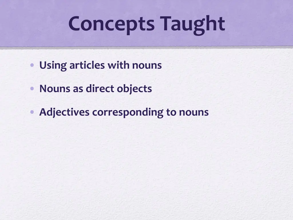 concepts taught