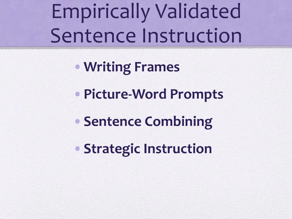 empirically validated sentence instruction