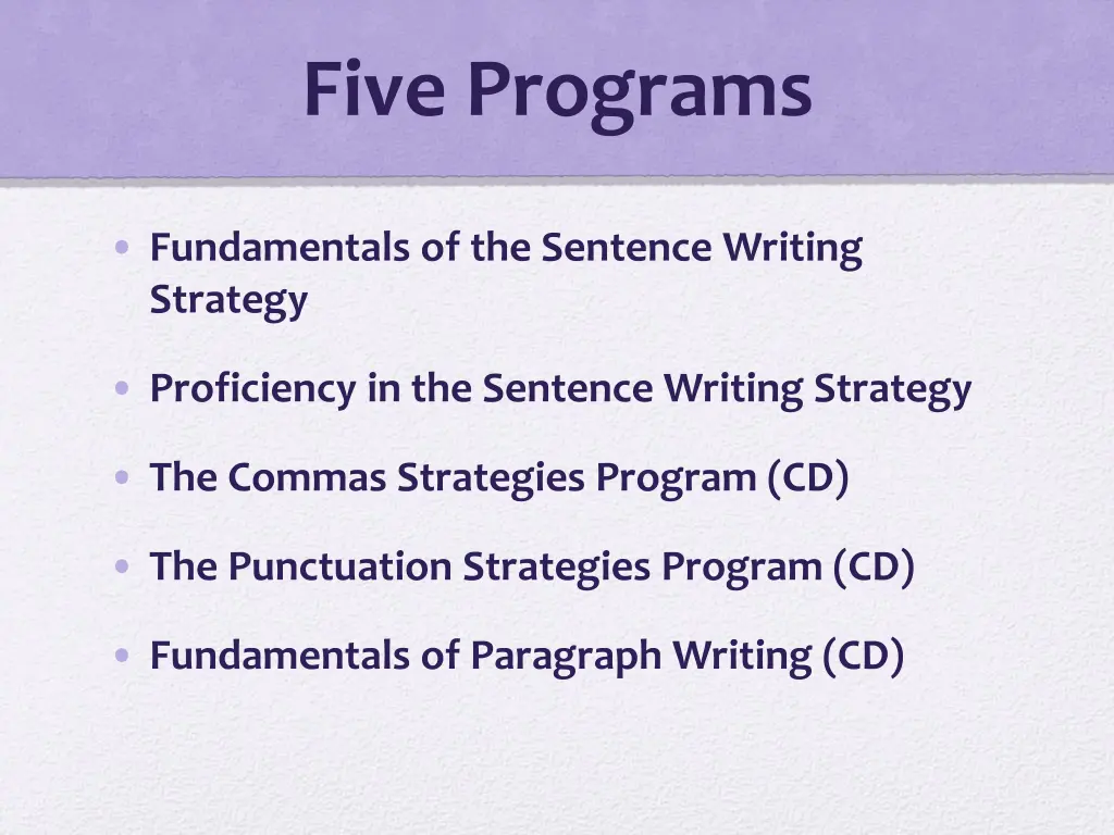 five programs