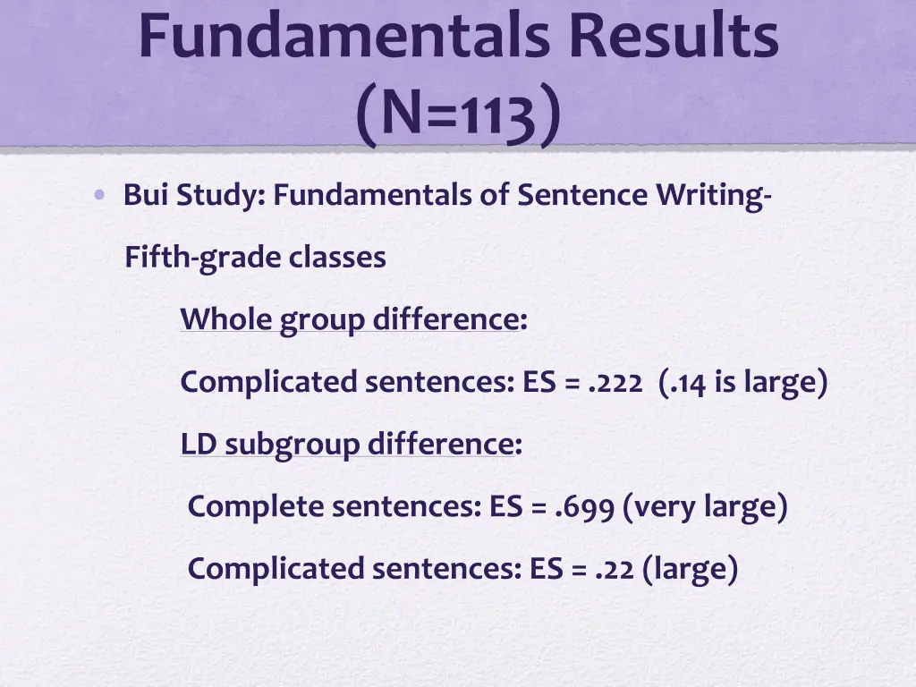 fundamentals results n 113