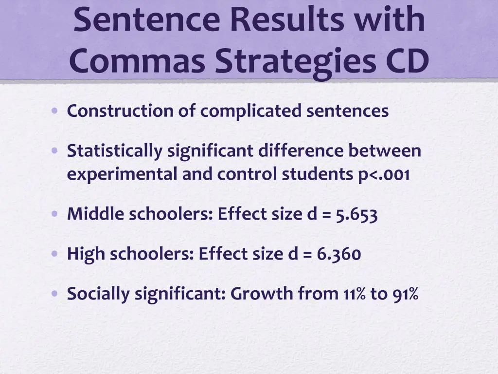 sentence results with commas strategies cd