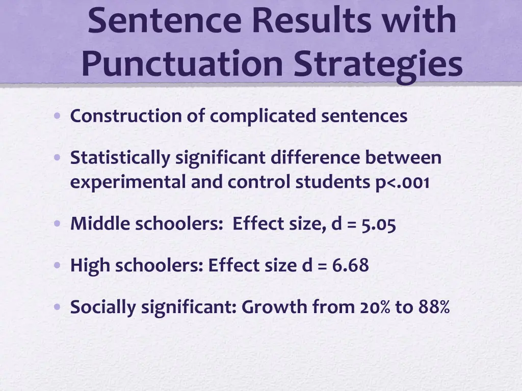 sentence results with punctuation strategies