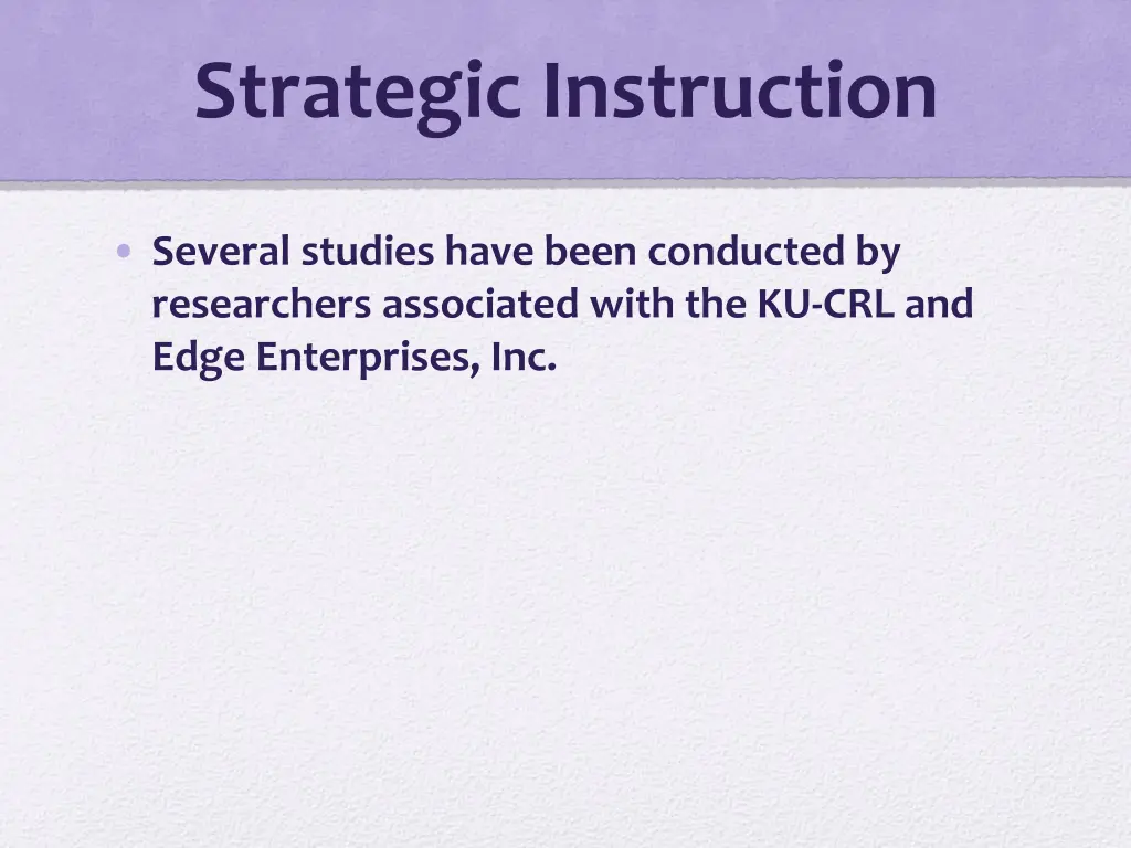 strategic instruction