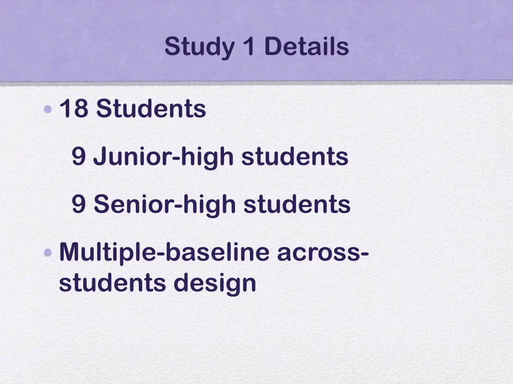 study 1 details