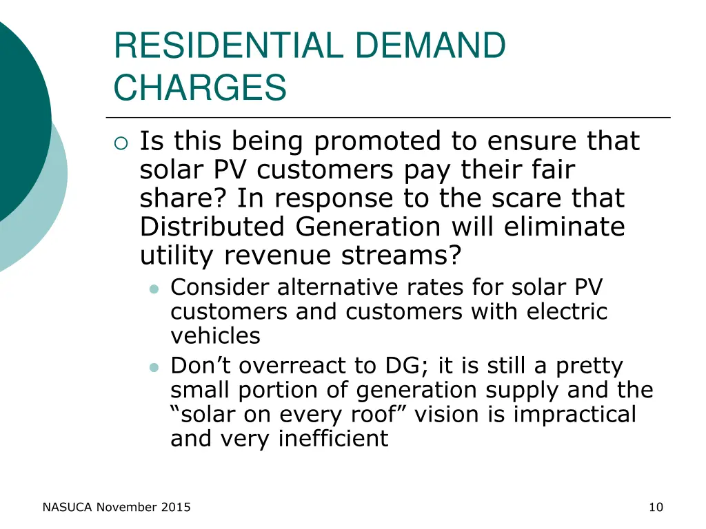 residential demand charges