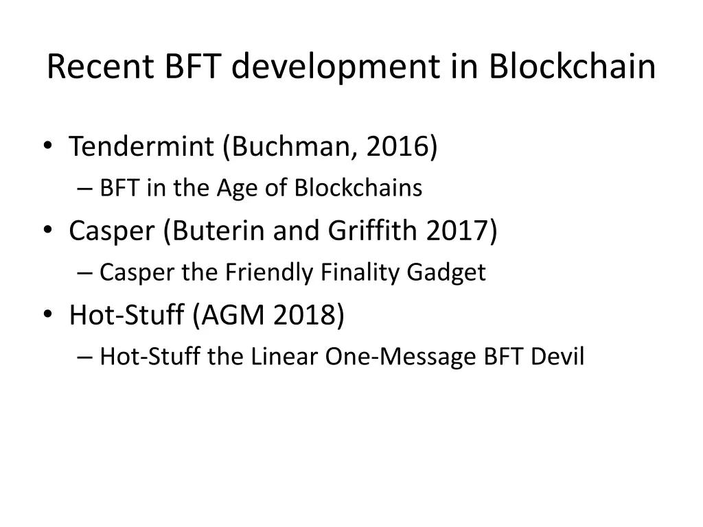 recent bft development in blockchain