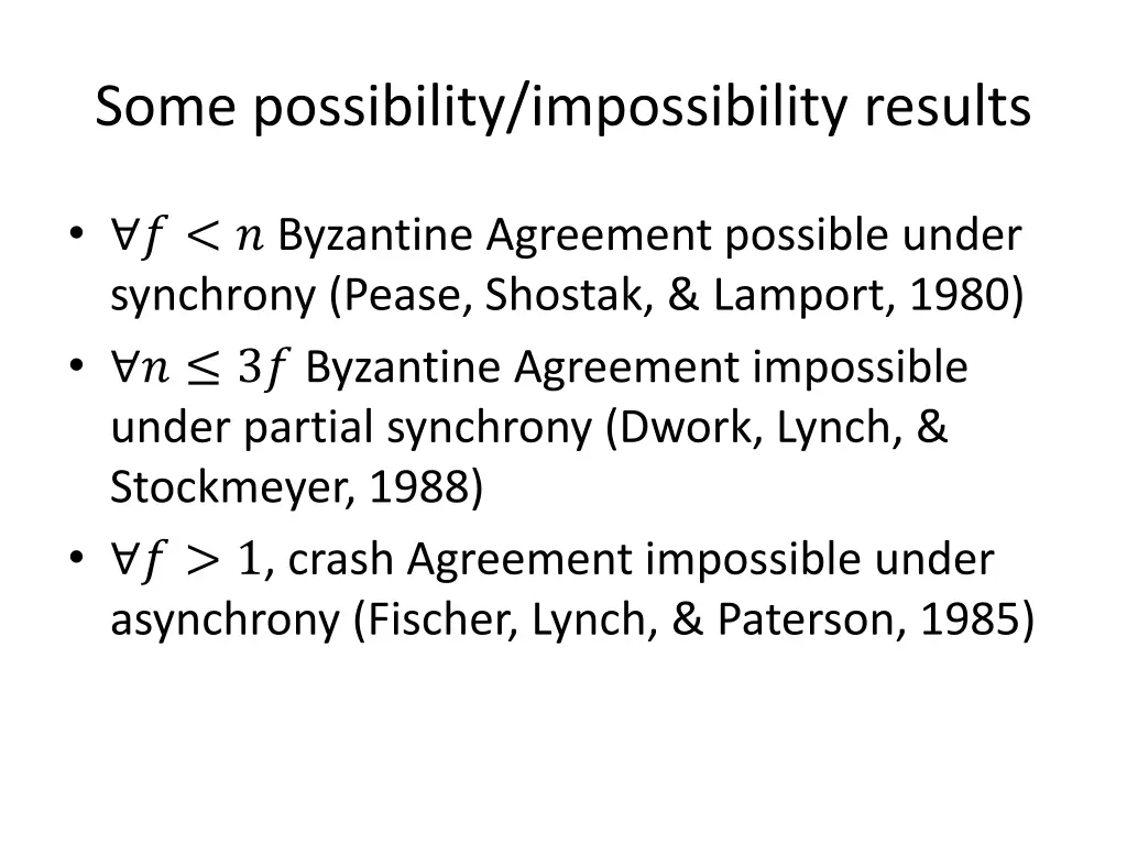 some possibility impossibility results