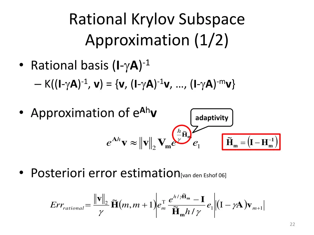 rational krylov subspace approximation 1 2 1