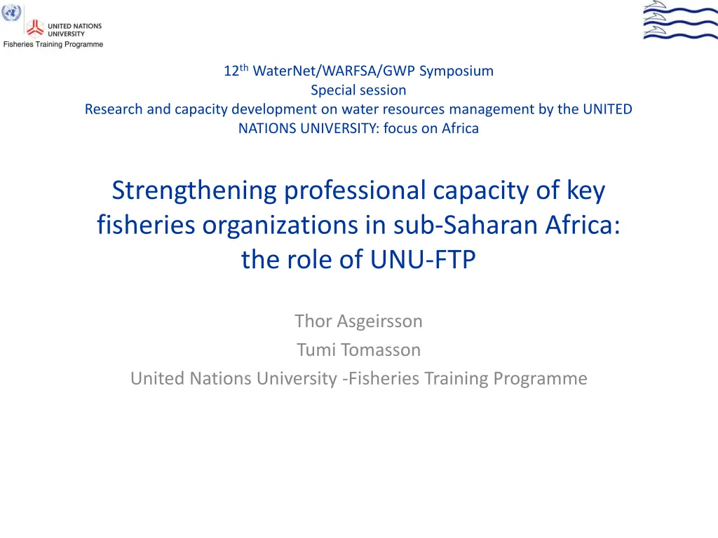 12 th waternet warfsa gwp symposium special