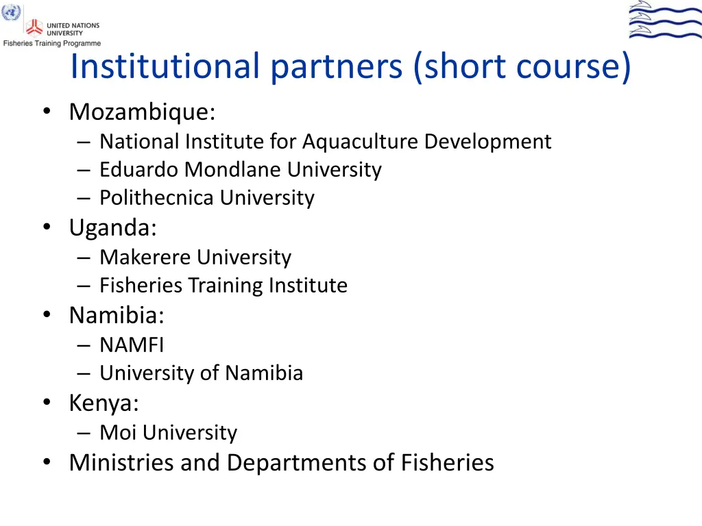 institutional partners short course mozambique