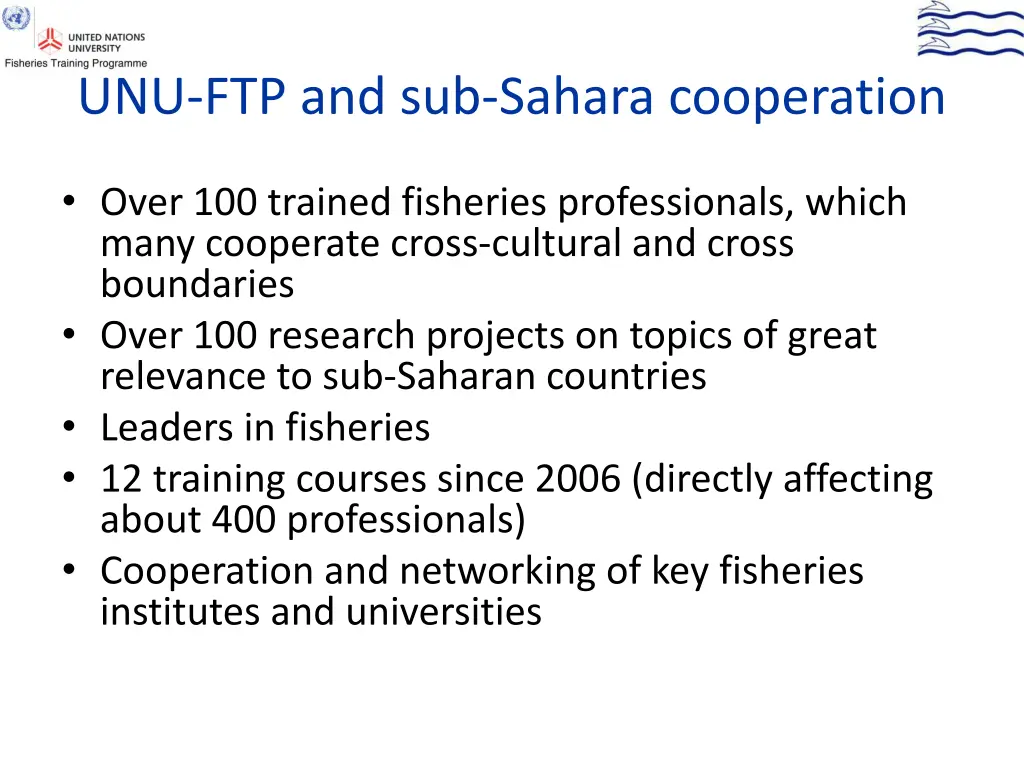 unu ftp and sub sahara cooperation
