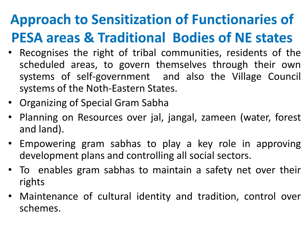 approach to sensitization of functionaries