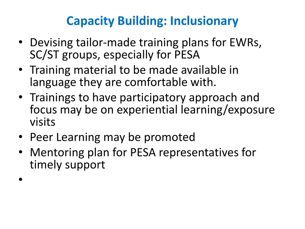 capacity building inclusionary