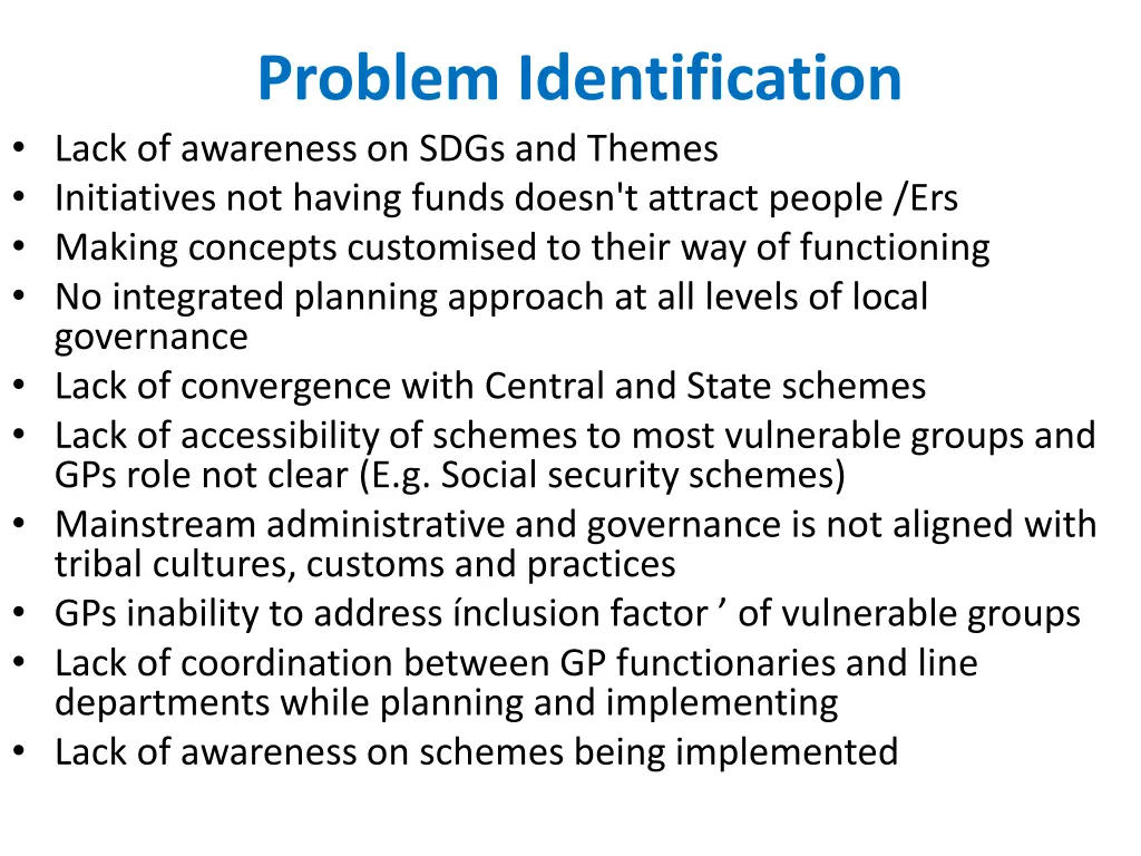 problem identification lack of awareness on sdgs