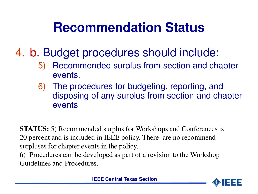 recommendation status 10