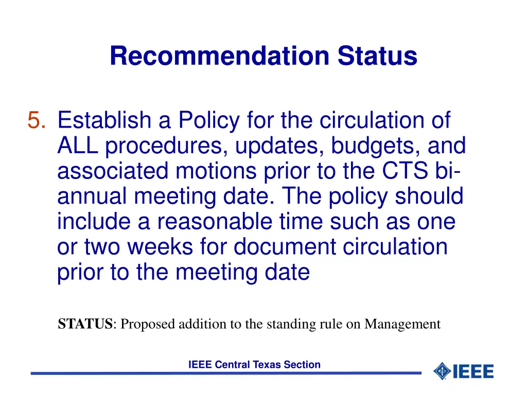 recommendation status 11